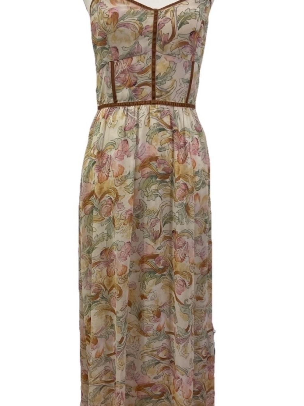 12th Tribe Ruby Midi Floral Dress Spaghetti Straps M Babydoll Garden Corset - Picture 3 of 12